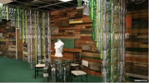The TerraCycle office in the US uses recycled bottles as wall dividers